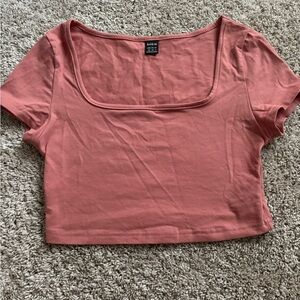 SHEIN Pink Fitted Crop T-Shirt Short Sleeve